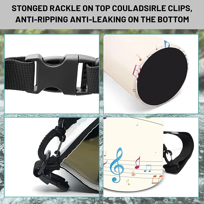 Waterproof Dry Bag,Roll Top Music Notes Small Waterproof Backpack 5L/10L/20L Floating and Lightweight Bags for Kayaking, Boating, Fishing, Swimming and Camping