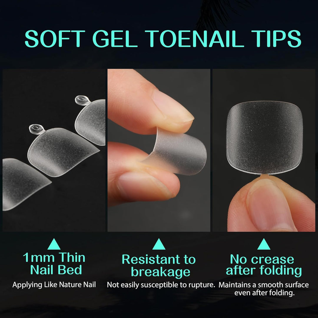 504Pcs Matte Soft Gel Toe Nail Tips | Full Cover for DIY Nail Extensions