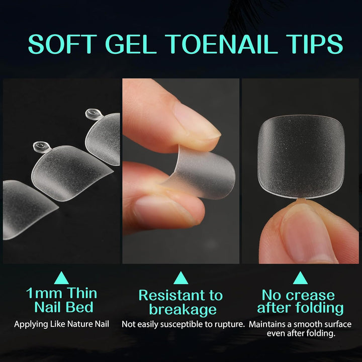 504Pcs Matte Soft Gel Toe Nail Tips | Full Cover for DIY Nail Extensions