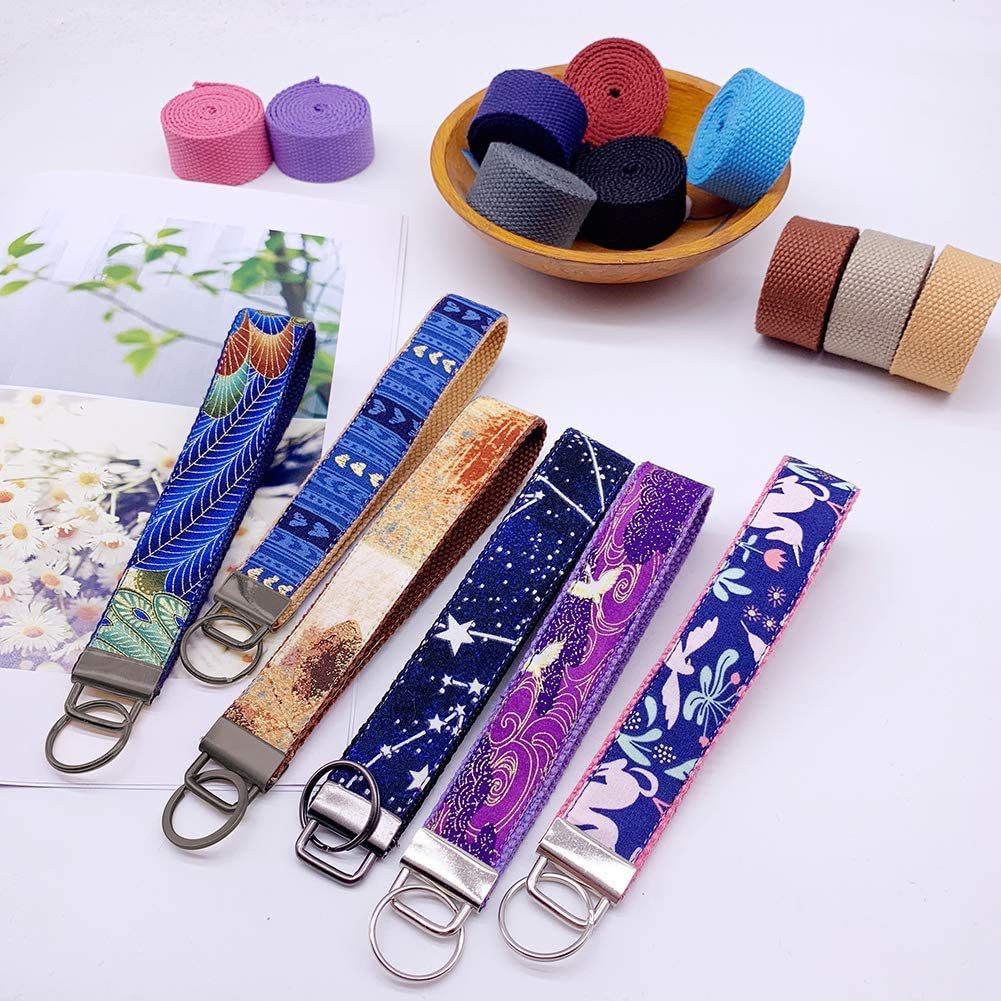 45Pcs 1 inch Bronze Key Fob Hardware Kits 1” Metal Gunmetal Keyfobs Hardware Bulk for Keychains Fob Wristlet Hardware with Key Ring for Lanyard