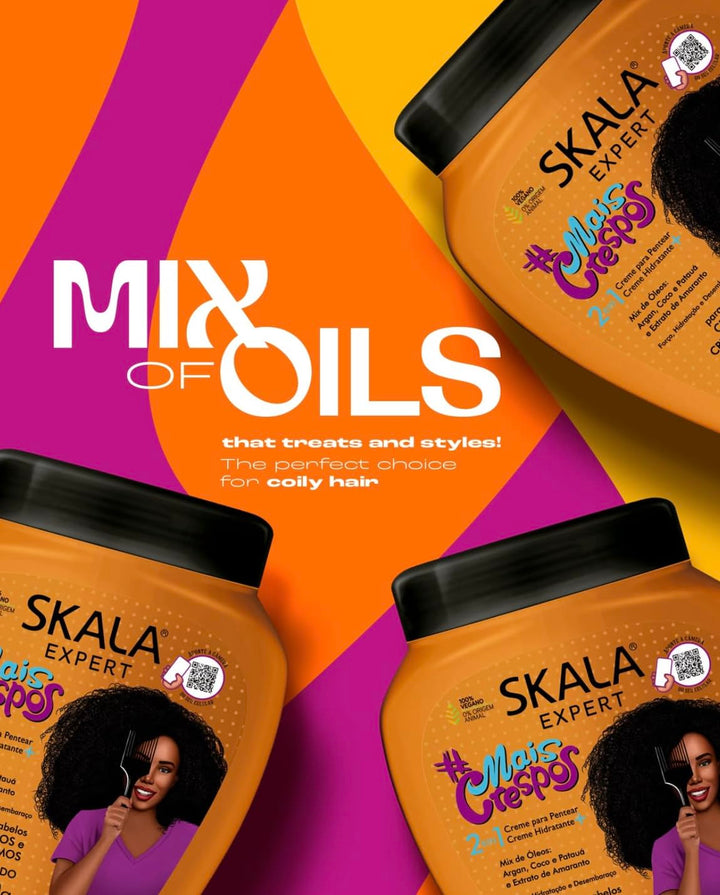SKALA Mais Crespos Super Curly Hair Type 4ABC - Hydrate , Eliminate Frizz 2 IN 1 Conditioning Treatment Cream and Cream To Comb 35.2oz
