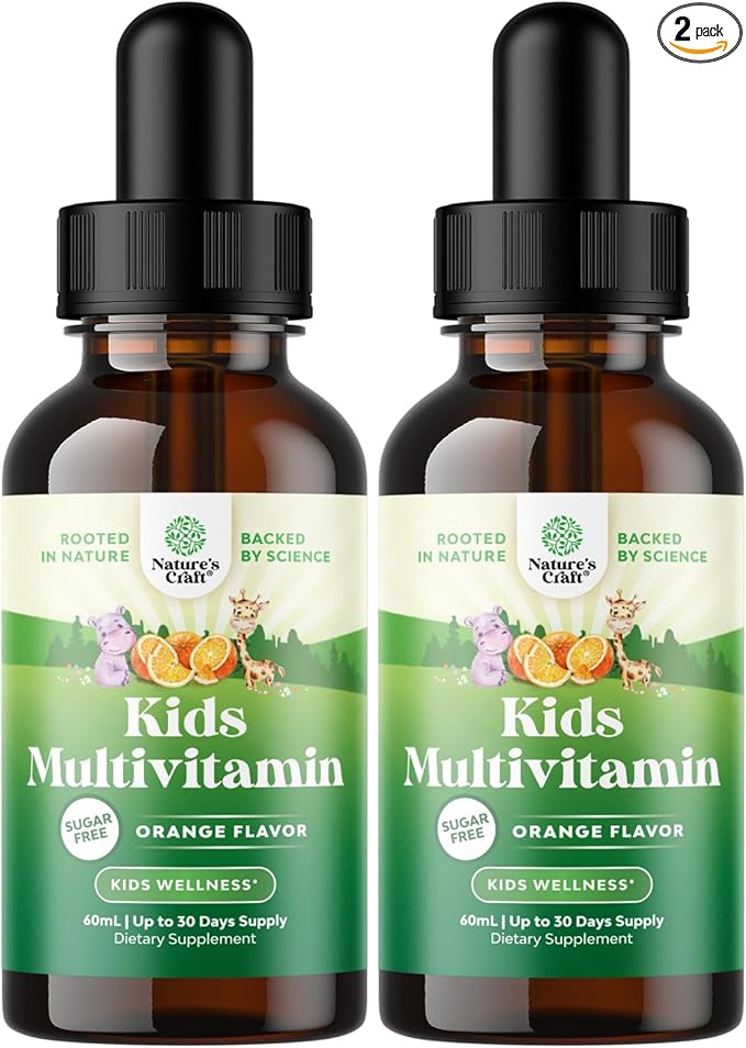 Liquid Multivitamin for Kids Immunity Support - Yummy Toddler Multivitamin Supplement with a C D3 E B6 and D3 Liquid Vitamins for Kids of All Ages - High Absorption (2 Pack)