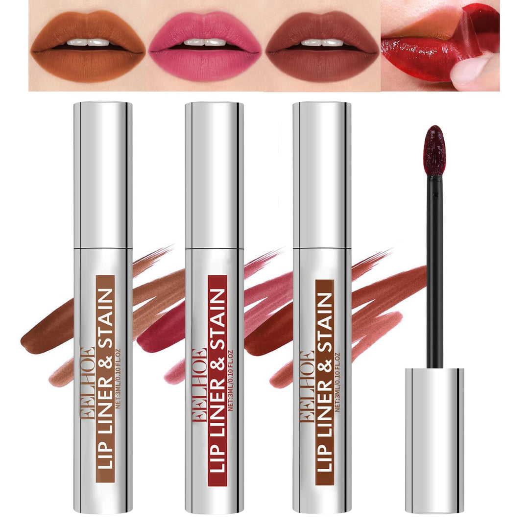 Petansy Peel Off Lip Stain Tattoo,3 Colors Removable Lip Liner Set,Long-Lasting,Waterproof,Highly Pigmented Matte Finish Peel Off Lip Liner Pencil Set (red, M)