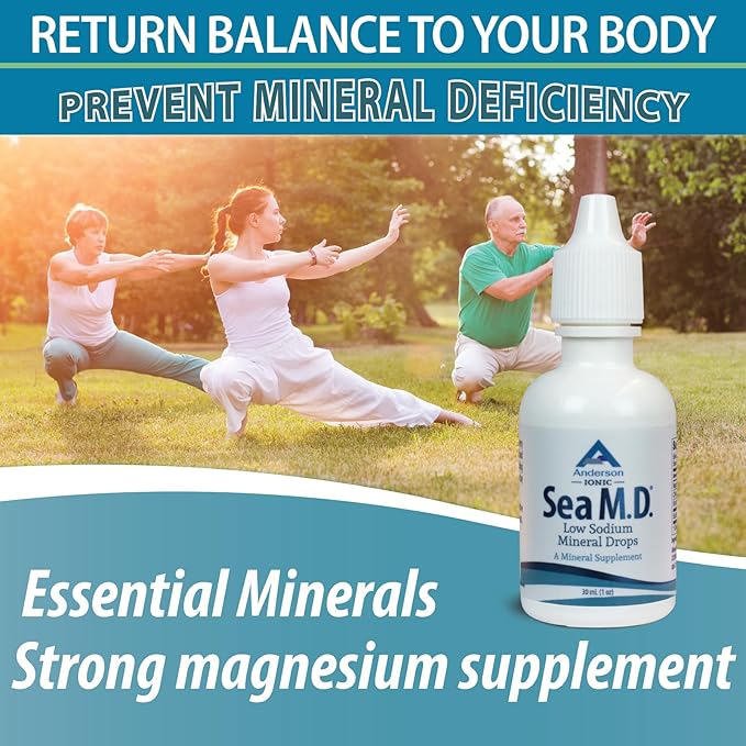 Anderson Sea M.D. Concentrated Trace Mineral Drops, Ionic Electrolyte Magnesium Supplement, Aids in Muscle Cramps, Joint Health, Liquid Magnesium, Easy to Take (1 Ounce)
