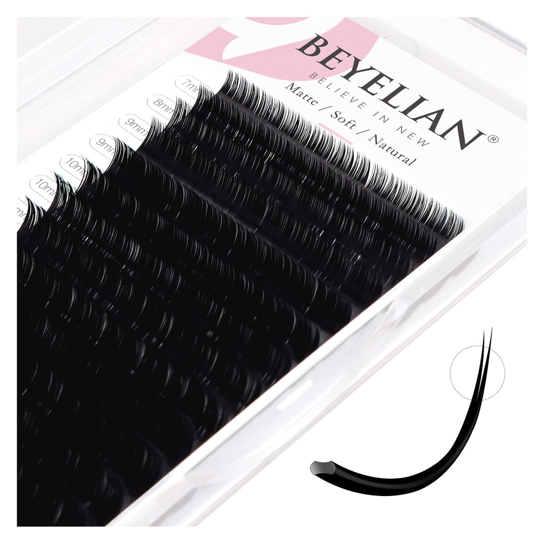 Beyelian Eyelash Extensions, Individual Lashes, 0.20Mm C Curl 7-15Mm Super Matte Classic Lash Extensions, Ellipse Flat Eyelash E