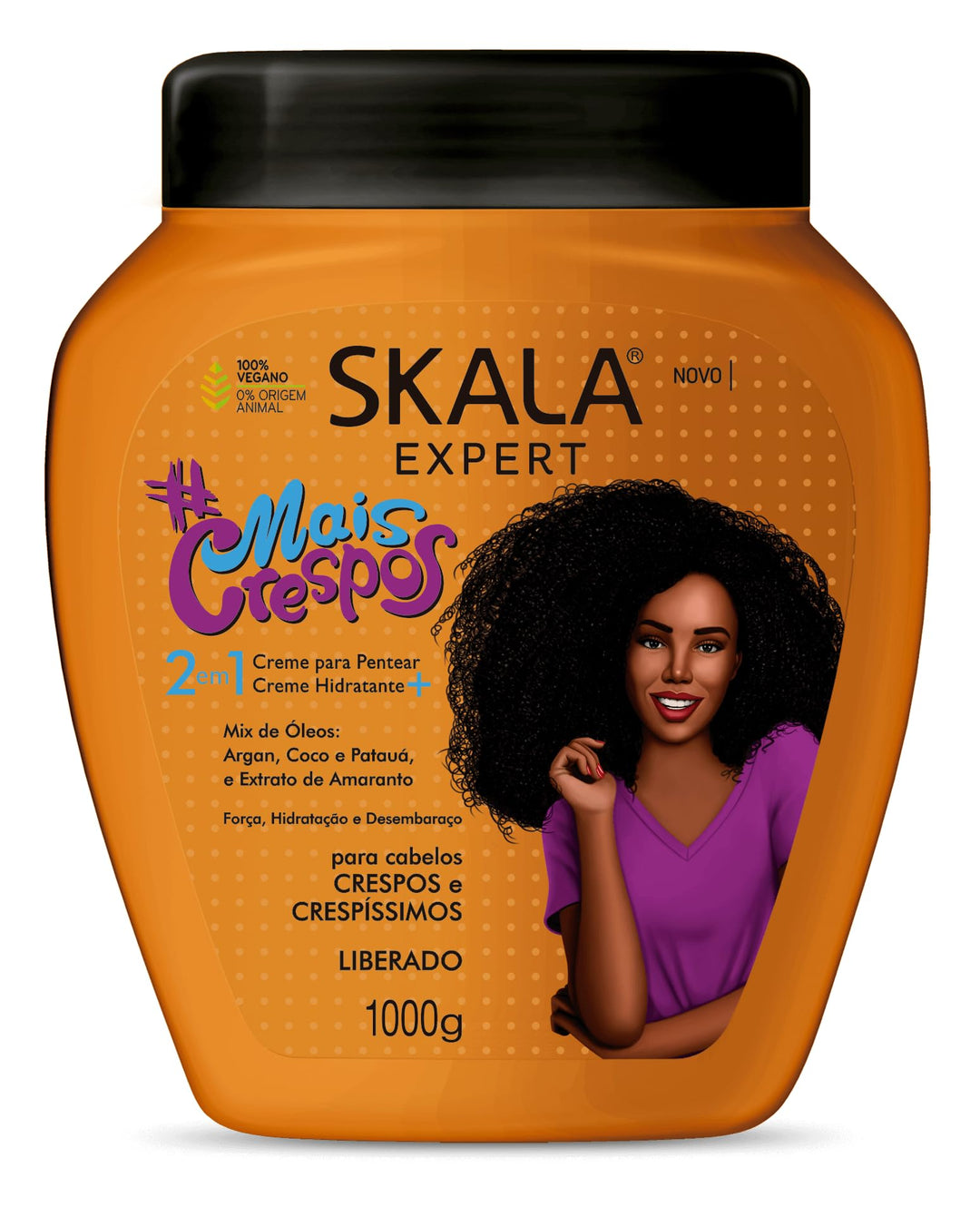 SKALA Mais Crespos Super Curly Hair Type 4ABC - Hydrate , Eliminate Frizz 2 IN 1 Conditioning Treatment Cream and Cream To Comb 35.2oz