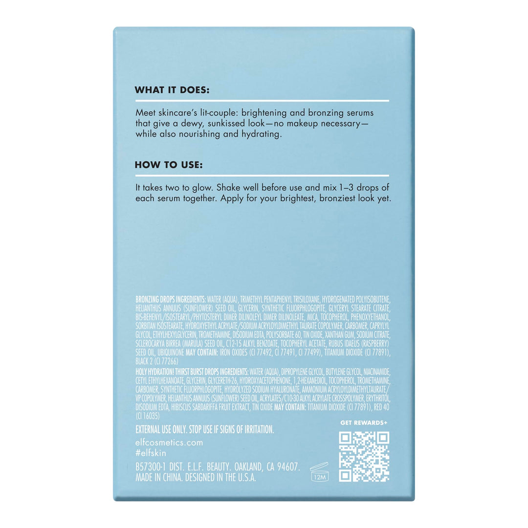 e.l.f. SKIN Hottest Duo: Holy Hydration Thirst Burst & Bronzing Drops Skincare Set, Vegan & Cruelty-Free