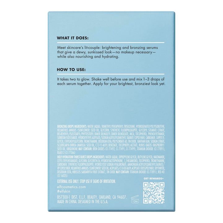 e.l.f. SKIN Hottest Duo: Holy Hydration Thirst Burst & Bronzing Drops Skincare Set, Vegan & Cruelty-Free
