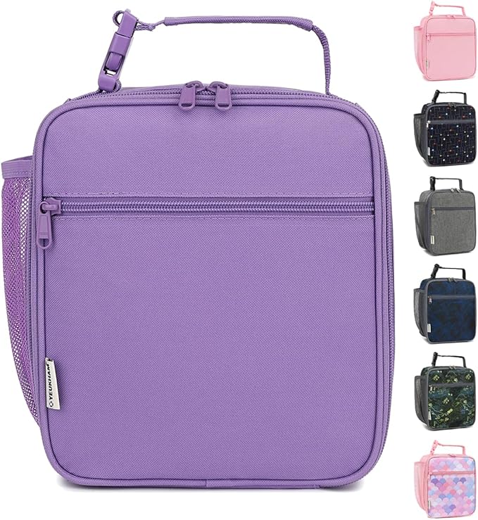 Lunch Box for Kids Boys Girls Men Women, Insulated Small Soft Cooler Lunch Bag Kit for School Work Picnic Travel - Reusable Portable lunchbox, Purple