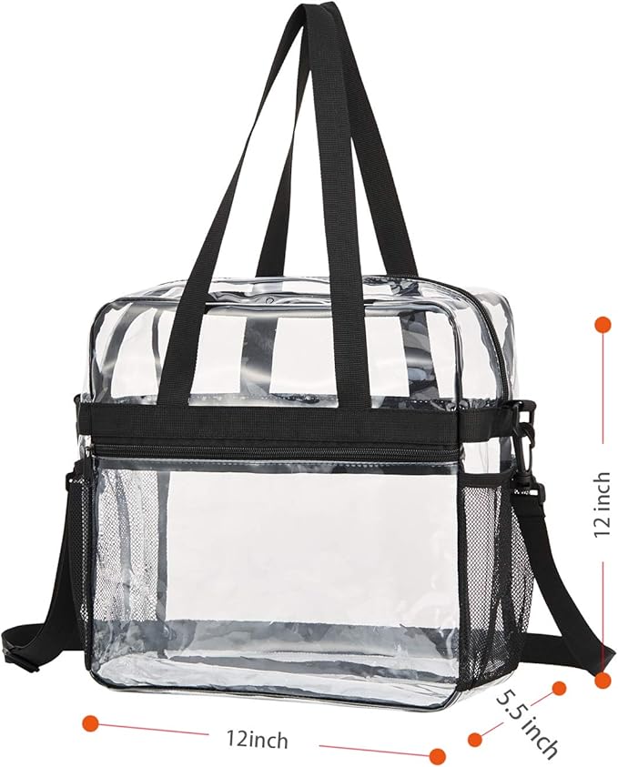 USPECLARE Clear Tote Stadium Approved, Security Travel & Gym Clear Bag for Work Sports Games Concerts
