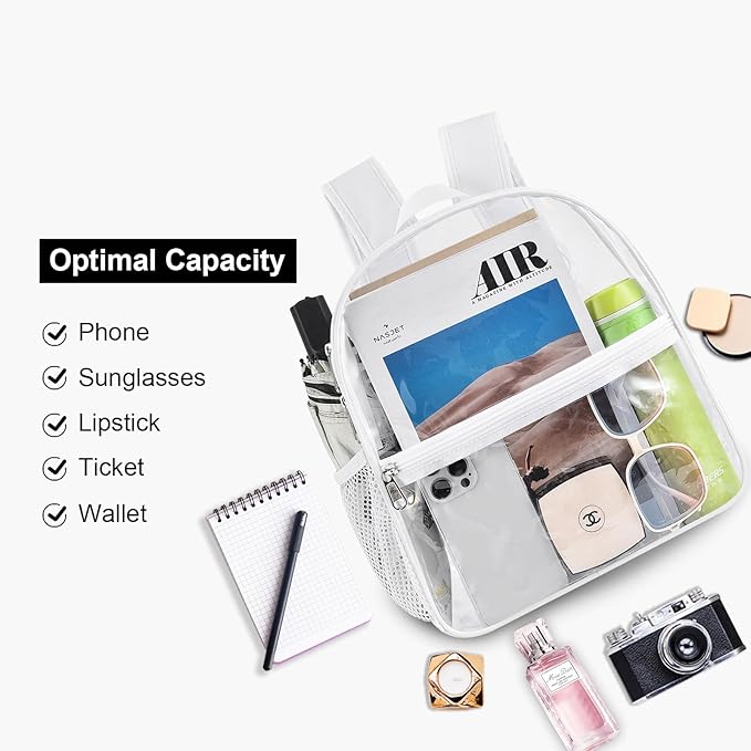 USPECLARE Clear Backpack for Stadium Approved 12×6×12, Water proof Clear Bag for Stadium Events and Concert Work Sport Event