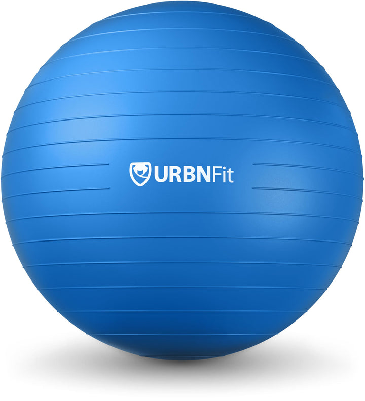URBNFit Exercise Ball - Yoga Ball in Multiple Sizes for Yoga, Pilates, Pregnancy, Stability - Anti-Burst Swiss Balance Ball w/Quick Pump – Office Ball Chair for Home and Gym – 26 Inch - Blue