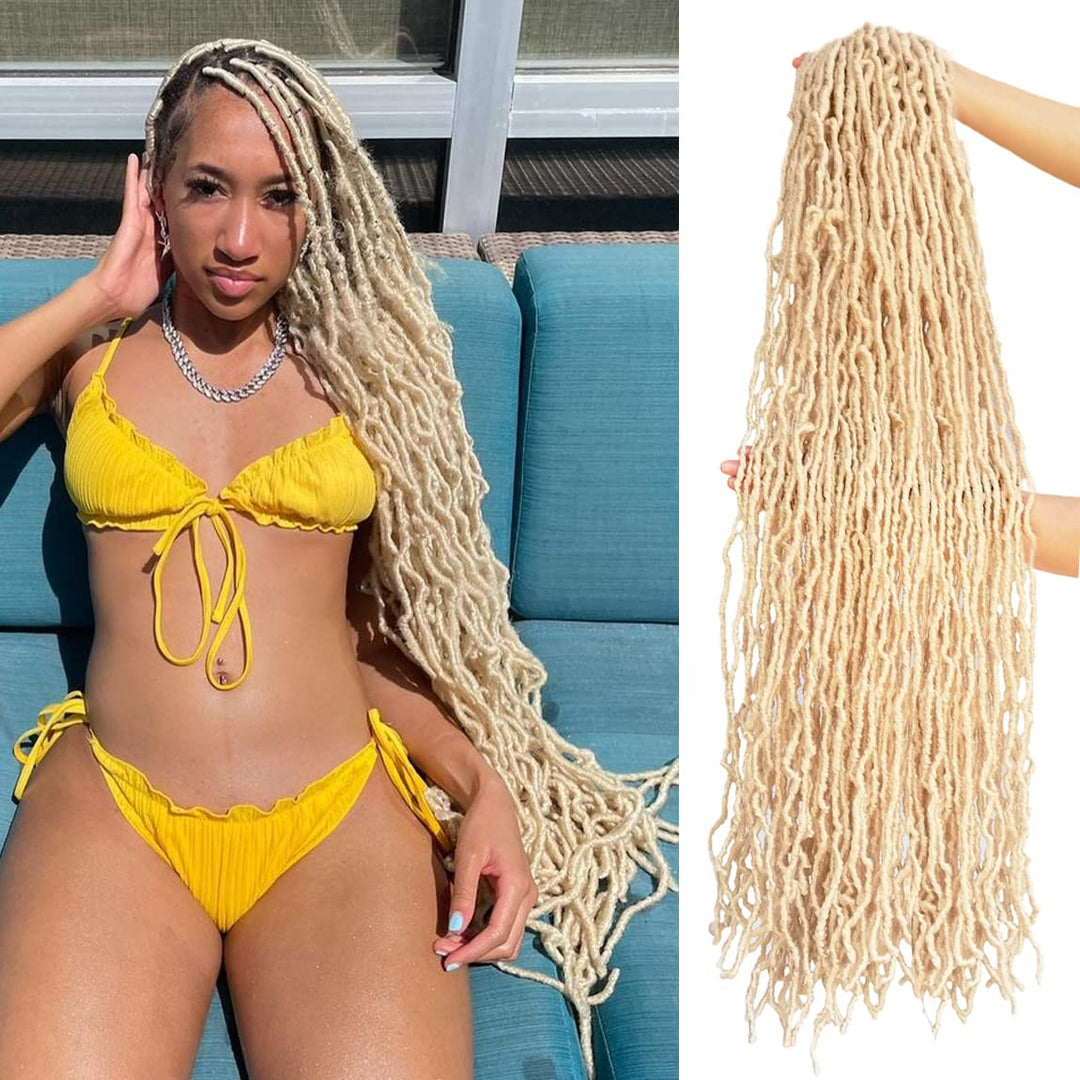 Faux Soft Locs 36 Inch 7 Pack Blonde Color 613 Crochet Locs Hair Whole Strand No Extended Pre-Looped Long Locs Synthetic Crochet