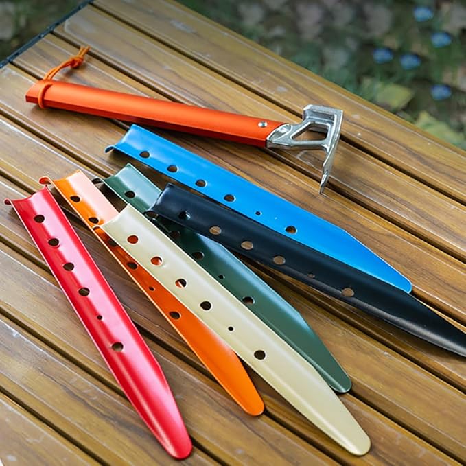 Aluminum Tent Stakes for Camping in Snow & Sand 10PCS Beach Canopy Tent Stakes U-Shaped Tent Pegs Lightweight Ground Nails for Beach Shade Canopy Hiking Backpacking Boating Picnic (Red)
