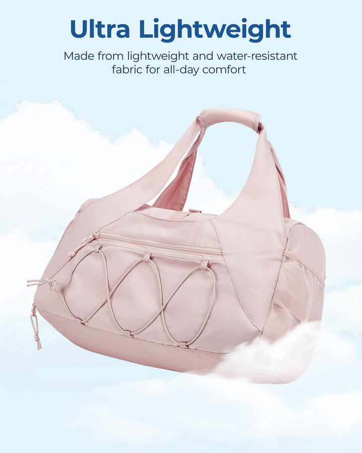 BAGSMART Gym Bag for Women, Lightweight Duffel Bag with Shoe Compartment, Weekender Bags with Wet Pocket, Workout Yoga Tote Bag for Women, Black