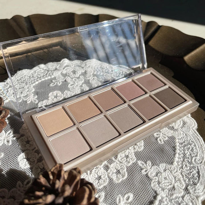 Erinde 10 Colors Matte Eyeshadow Palette, Grey Brown Eye Shadow Palette Makeup, Neutral Taupe Eye Makeup Pallet, Ultra-Blendable, Long Lasting Natural Nude Eyeshadow Pallete for Older Women, Cement