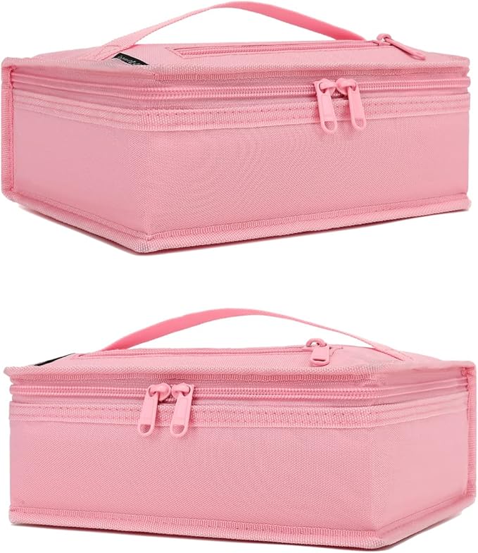 FlowFly Small Insulated Lunch box Portable Soft Bag Mini Cooler Thermal Meal Tote Kit with Handle for Work & School, Pink