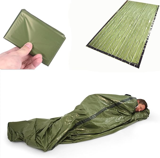 2-Person Emergency Sleeping Bag, Ultra Lightweight Waterproof Thermal Bivy Sack Cover, XL Emergency Shelter Survival Kit for Hiking Outdoor Camping …