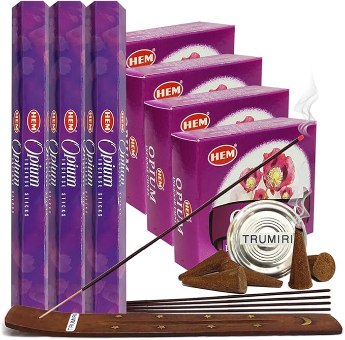 Opium Incense Sticks and Cone Incense Holder Variety Pack Bundle insence insense insienso
