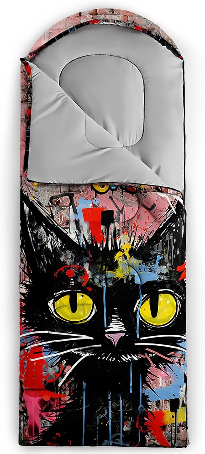 AILONEN Boys Sports Camping Sleeping Bags,Lightweight & Waterproof,3 Season Warm & Cool Weather,Black Player Basketball Sleeping Bags for Kids Adults,Travelling,Outdoors