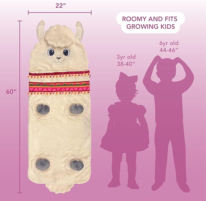 Bixbee Kids Sleeping Bag, Soft Sleepy Sack for Kids & Toddlers | Easy Roll Up Design for School, Daycare + Naptime, 60 x 22 Inches | Cozy Slumber Bag w Lining for Girls + Boys