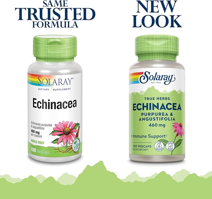 SOLARAY Echinacea Angustifolia & Purpurea Root, Veg Cap (Btl-Plastic) 460mg | 100ct