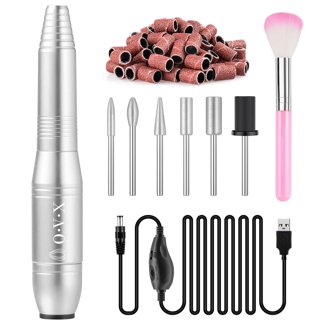 Nail Drills For Acrylic Nails Professional, Portable Electric Nail Filer Kit For Gel Nail With 6 Pcs Nail Drill Bits And Sanding