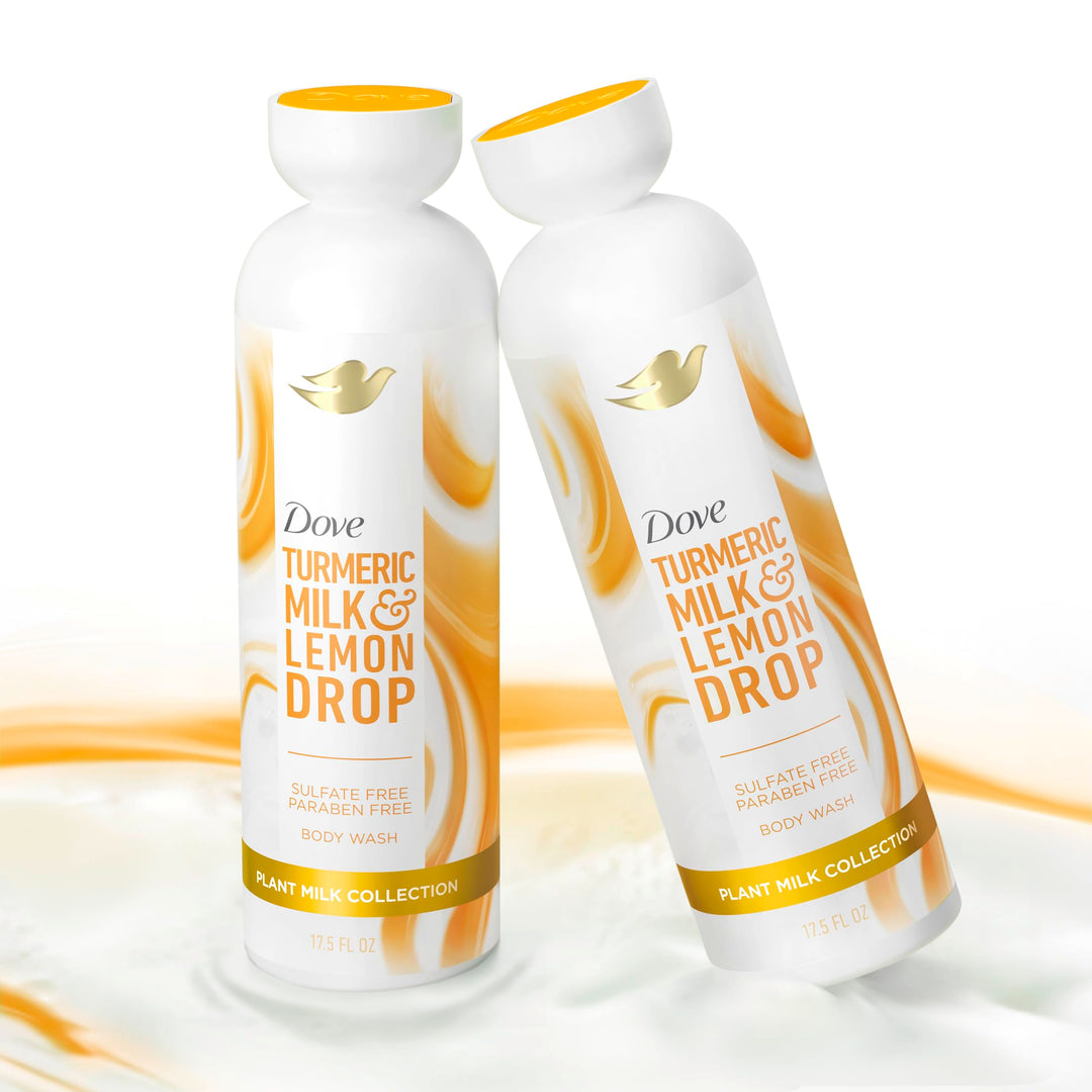 Dove Plant Milk Cleansing Body Wash Turmeric & Lemon for Moisturized Skin Gentle Cleanser, No Sulfates or Parabens, pH balanced 17.5 fl oz