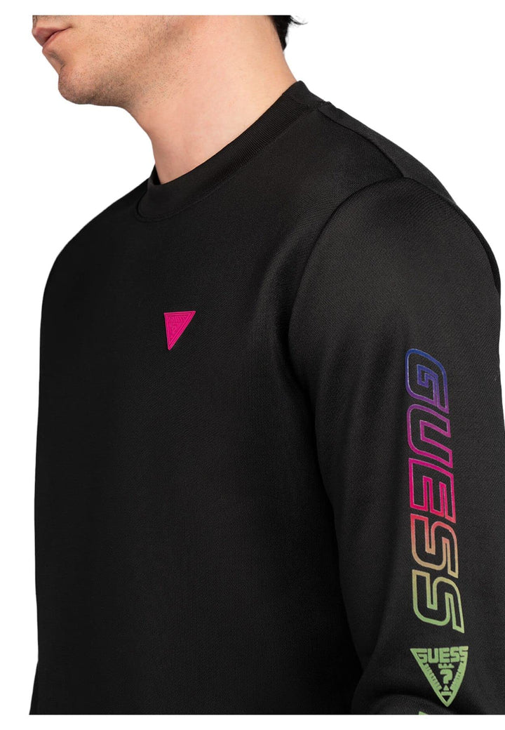 GUESS Men's Ezra Sweatshirt Crew Neck, Jet Black