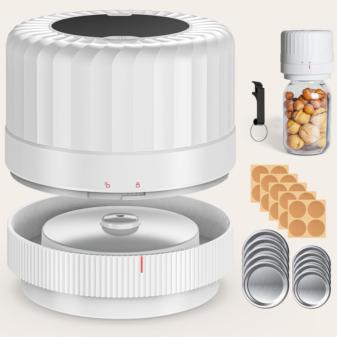 Fully Automatic Mason Jar Vacuum Sealer Kit - Electric Mason Jar Vacuum Sealer Kit, Jar Vacuum Sealer for Mason Jars, Jar Vacuum Sealer, A Must-Have Jar Sealer for Canned Foods Pantry Canning Pickling