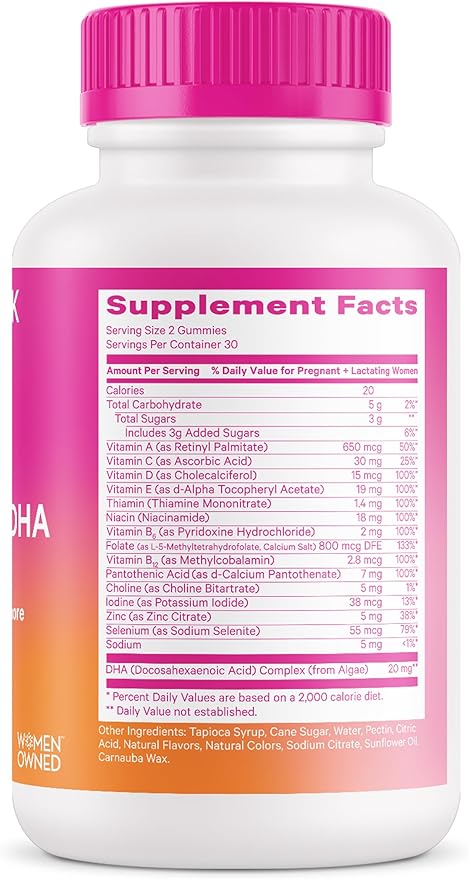 Pink Stork Premium Prenatal Gummy Vitamins with DHA, Folate, and Vitamin D - Multivitamin and Nutrient Blend for Neural Tube and Fetal Brain Development - Pregnancy Must Haves - 60 Vegan Gummies