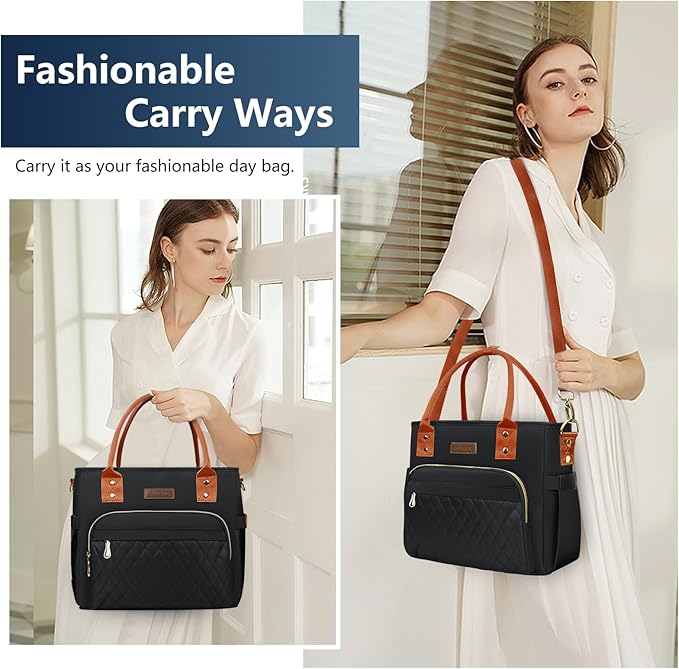 Lunch Bag Lunch Box Women - Leakproof Insulated Lunch Cooler Bag for Women - Large Lunch Tote Bags Adults, Black Orange