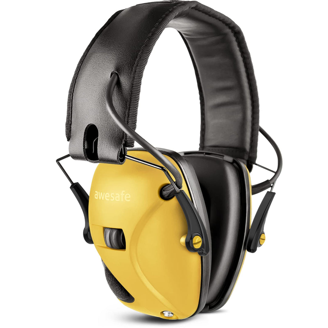 awesafe Electronic Shooting Earmuffs Ear Hearing Protection Headphones for Shooter Gun Range Noise Reduction Sound Amplification (Yellow)