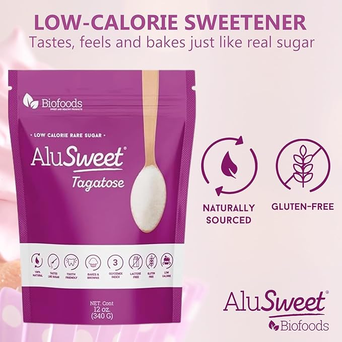 AluSweet Tagatose + Stevia Natural Low-Calorie Sweetener - 36oz 2:1 Replacement - Prebiotic, Keto & Diabetic-Friendly, Gluten & Lactose-Free, Sugar Substitute, Ideal for Baking, No Aftertaste
