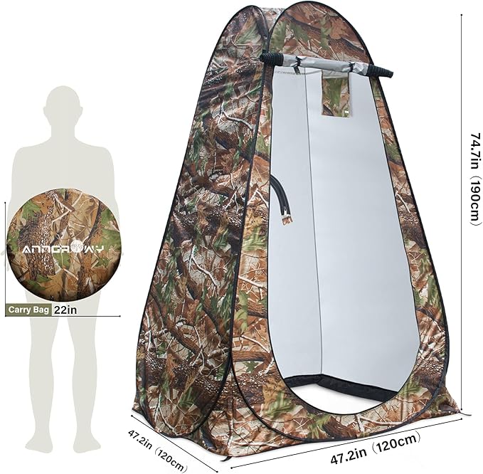 Anngrowy Pop Up Privacy Shower Tent - Portable Outdoor Camping Bathroom Toilet Changing Dressing Room - UPF40+ Waterproof