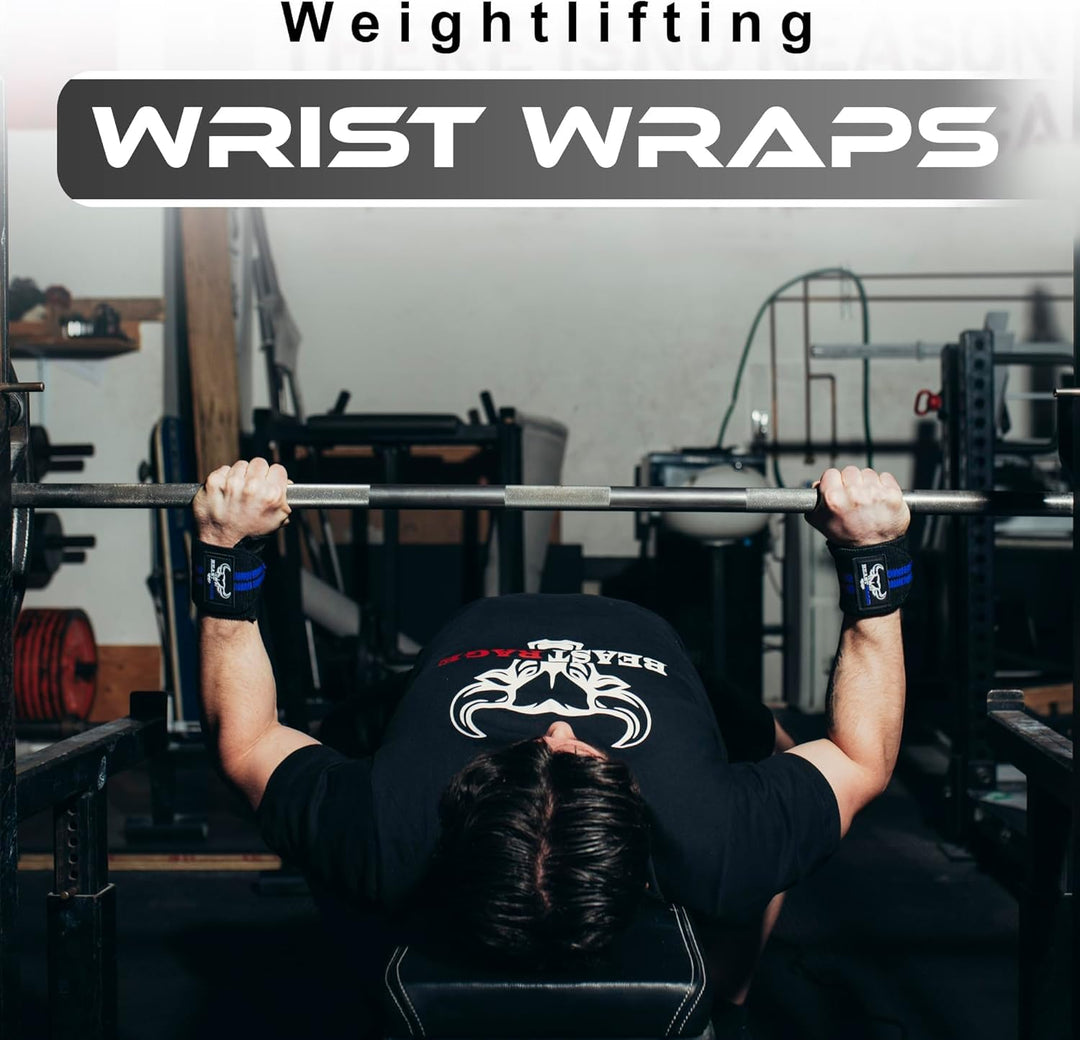 BEAST RAGE® Padded Cotton Lift Straps Lifting Wrist Straps for Weightlifting, Gym, Deadlift, Workout (Pair) Premium Lifting Straps for Gym Men and Women Soft, Supportive Wrist Pads (Navy)