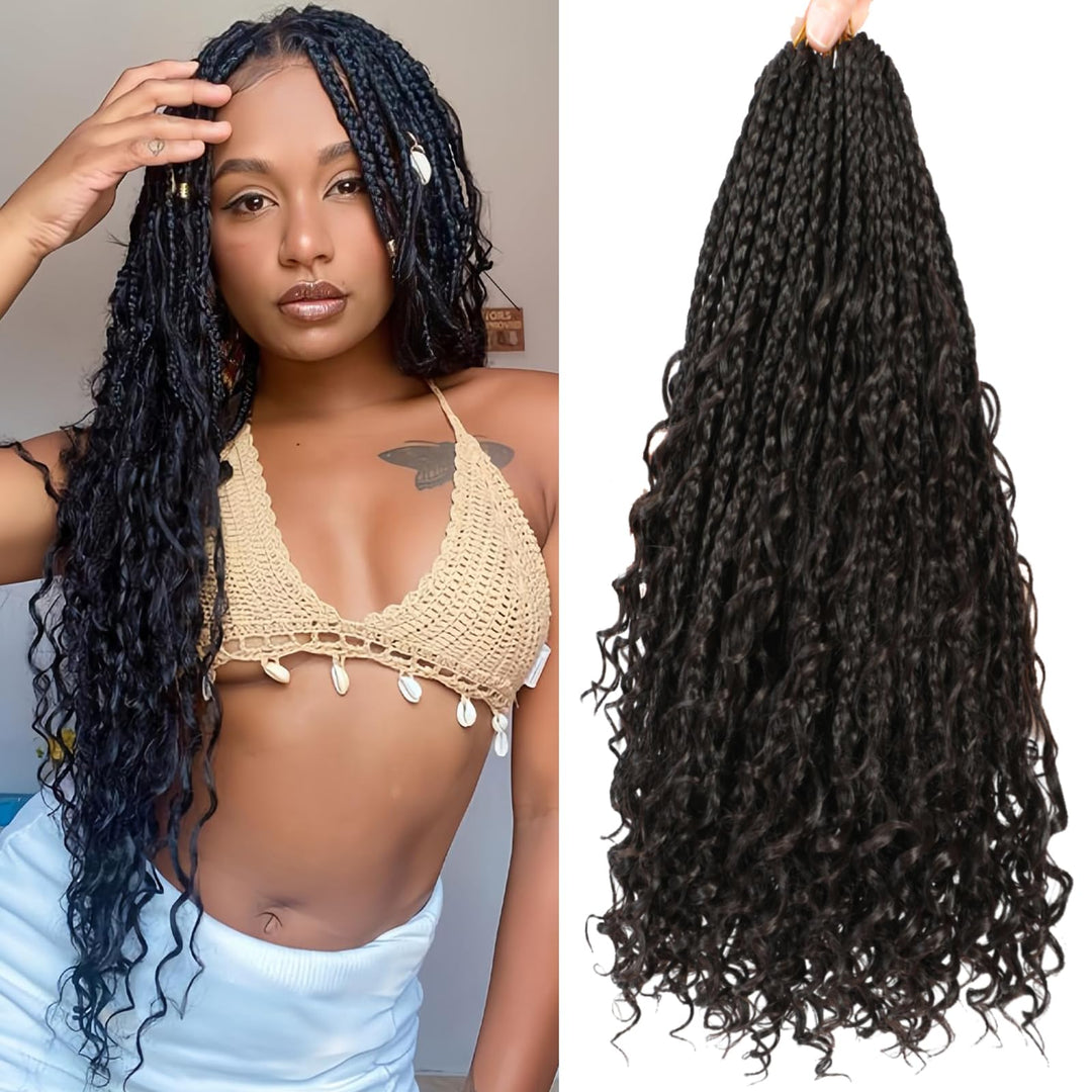 8 Packs Crochet Box Braids- 18 Inch Boho Box Braids Crochet Braids Hair Bohomian Box Braid Crochet Hair Synthetic Braiding Hair