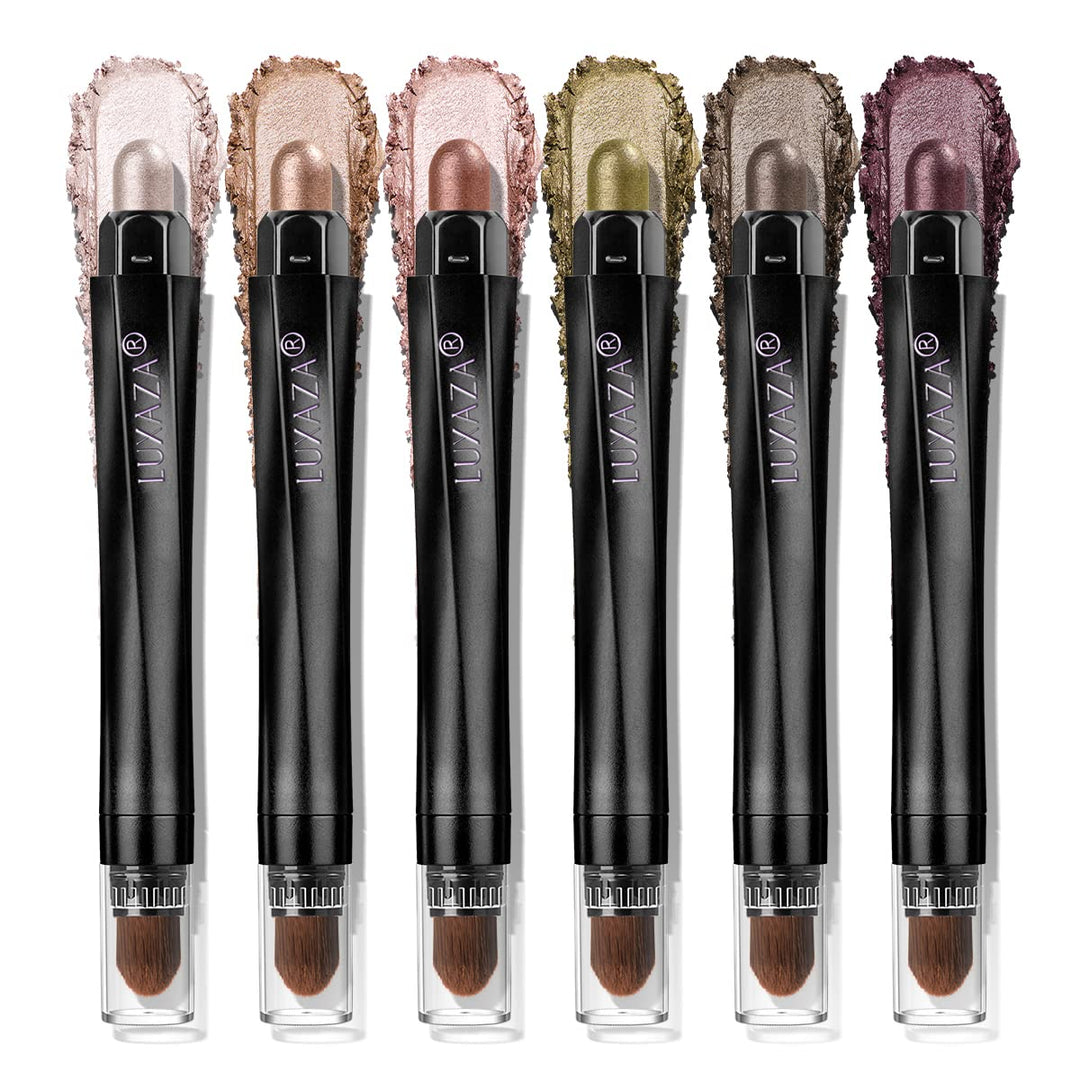 LUXAZA PRO Neutral Eyeshadow Stick Makeup Set, Metallic Shimmer Matte Cream Eye Shadow Eyeliner Brightener Pencil Crayon - Classic 6PCS A005