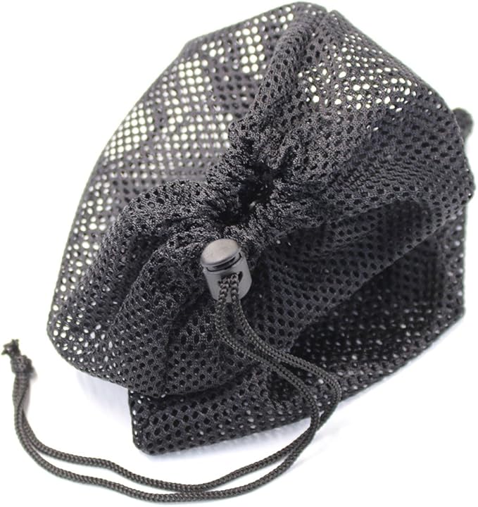 5 PCS Multi Purpose Nylon Mesh Drawstring Storage Ditty Bags for Travel & Outdoor Activity, Black, 11 x 8.8inch