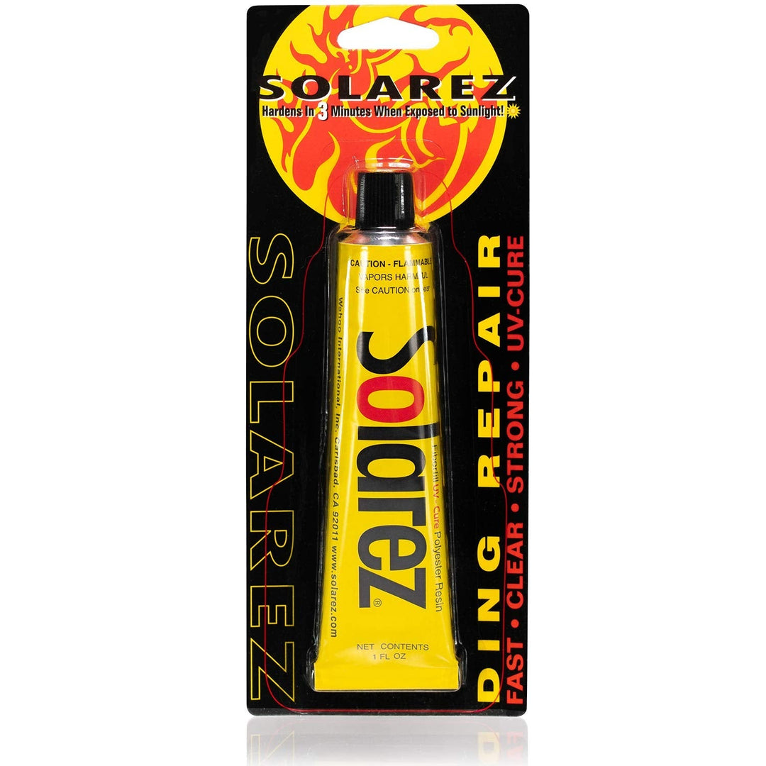 SOLAREZ Polyester Ding Repair - Surfboard Repair Kit (1 Oz) Sun Cures 100% Dry in Under 3 Minutes! includes 60/240 Grit Sand Pad. Made in The USA!