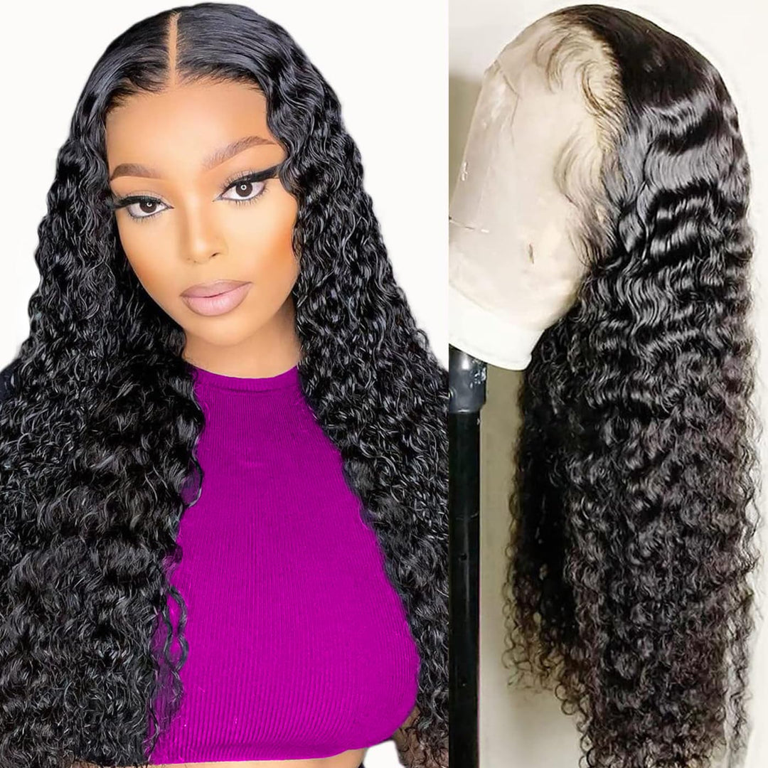 Human Hair Lace Front Wigs 13X6 Lace Front Wigs Human Hair Pre Plucked Deep Wave Curly Wigs For Black Women 180% Density Glueles