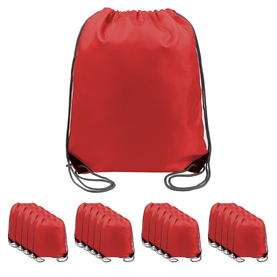 BeeGreen 20 pieces Wholesale Red Drawstring Backpack Bags Cinch Bags Bulk Heavy Duty String Backpack Machine Washable Lightweight Sackpack Outdoor Sport Bags for Men Women
