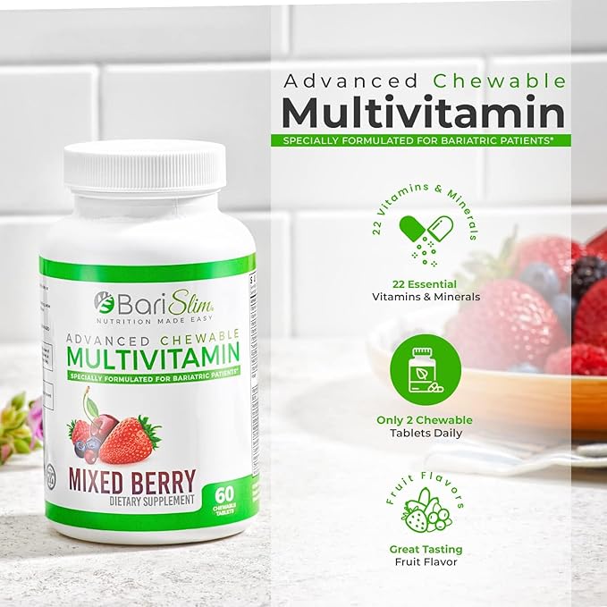 BariSlim Bariatric Calcium Citrate & Advanced Chewable Bariatric Multivitamin with Iron - Bariatric Vitamin and Supplement for Post Bariatric Surgery Including Gastric Bypass and Gastric Sleeve
