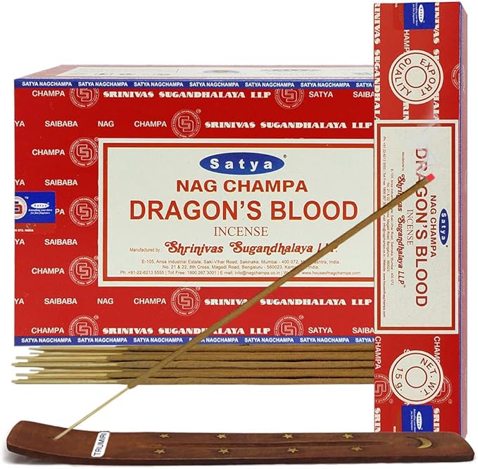 Dragon's Blood Incense Sticks and Incense Stick Holder Bundle Insence Insense Satya Incense