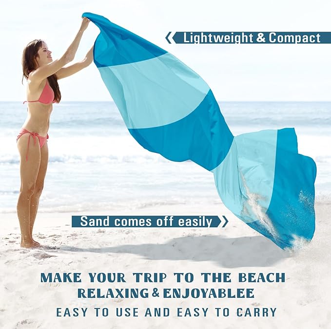 Beach Blanket Sandproof Waterproof 78''×81''1-5 Adults Oversized,Compact Lightweight Durable Beach Mat for Travel Camping Hiking Picnic Blanket