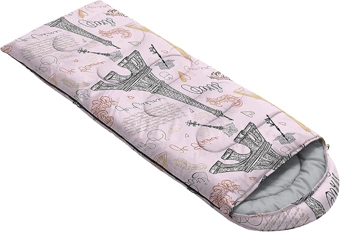 AILONEN Kids Floral Cat Camping Sleeping Bags,Lightweight & Waterproof,3 Season Warm & Cool Weather,Kawaii Kitten Sleeping Bags for Girls Adults,Travelling,Outdoors