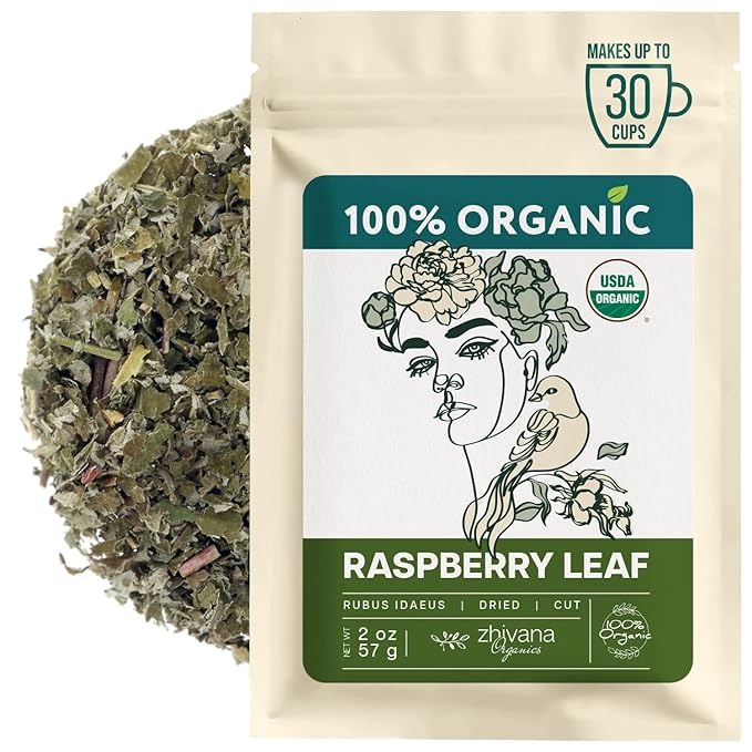 Red Raspberry Leaf Tea Organic – Loose Raspberry Leaves for PMS Symptom Relief, Healthy Women's Cycle, and Reproductive Health – 2 Ounces
