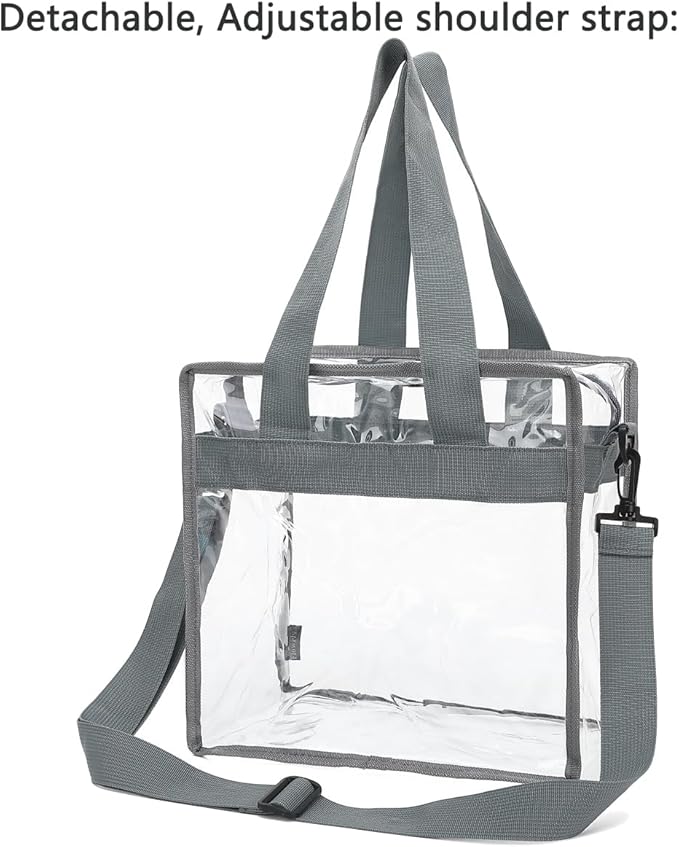 FlowFly Lunch Bag Tote Bag Lunch Organizer Lunch Holder Insulated Lunch Cooler Bag for Women/Men, Clear#Grey, Large