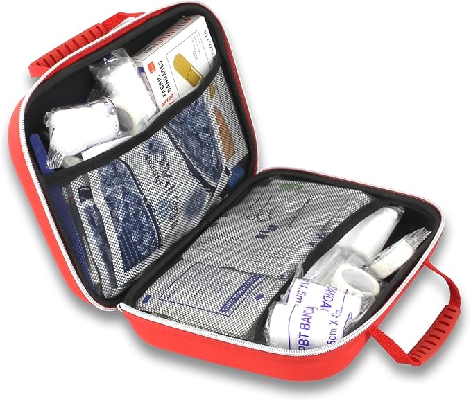 300PCS Home First Aid Kit for Hiking Car Home Emergency Kit First Aid Handheld Bag Multiple Purpose Case Outdoor Backpacking Gear for Disaster Preparedness Red