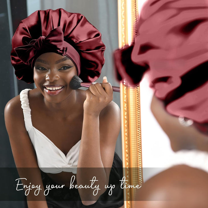 Silk Bonnet for Sleeping | Double Layer Satin Lined | Purple Hair Protection